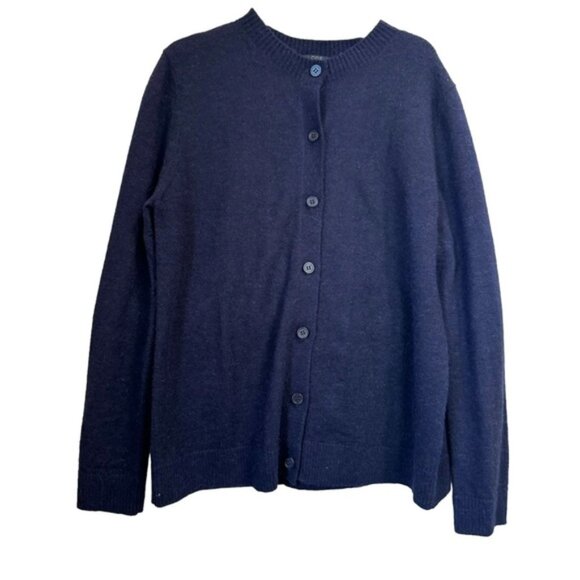 COS Alpaca Wool Back Pleat Cardigan Sweater Knit Button Cozy Minimalist Navy S - Picture 3 of 15
